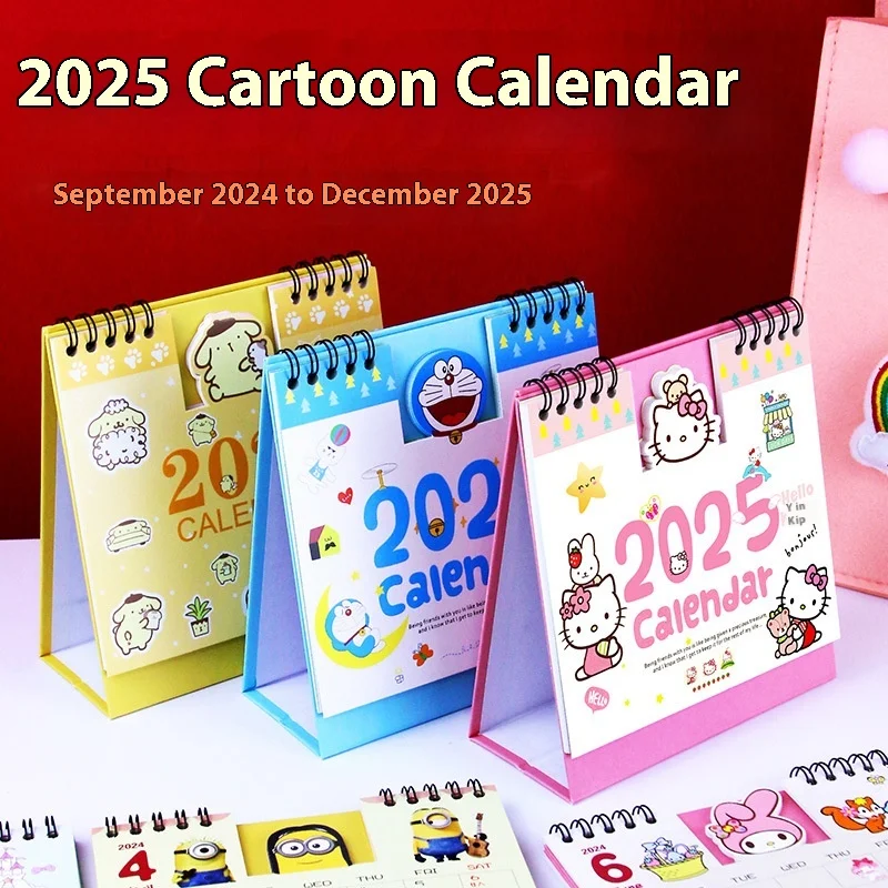 Sanrio Hello Kitty 2025 Calendar Desk Calendar Ornament Cartoon Kawaii Planner Agenda Daily Monthly Stationery Office Supplies