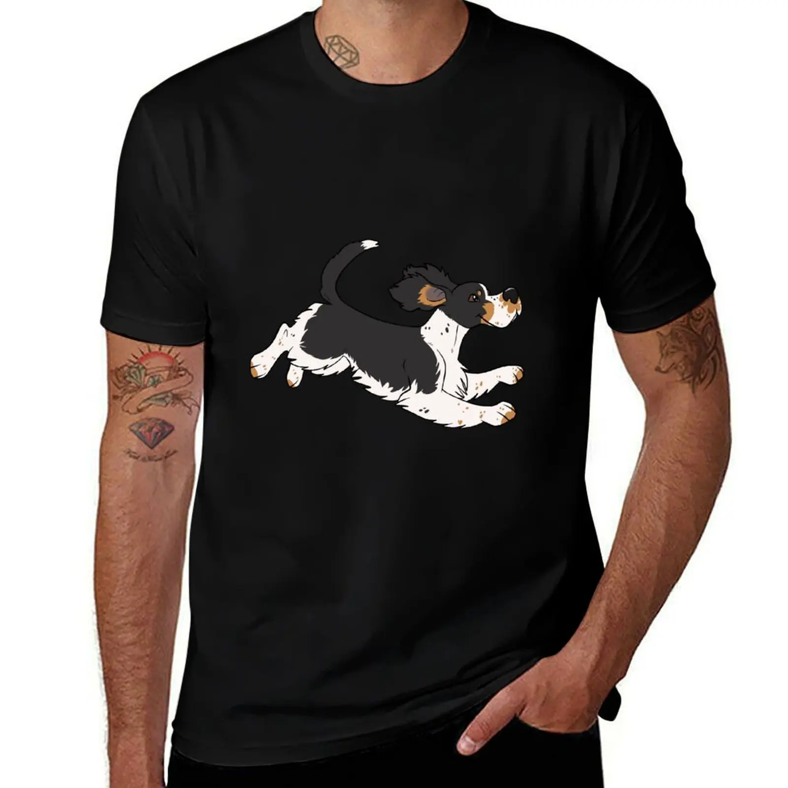 Camiseta English Springer Spaniel (tricolor negro) con estampado para uso diario