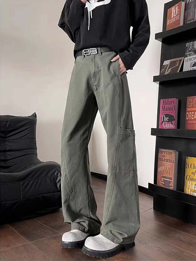 

Men's Casual Straight Leg Work Pants Spring Autumn American Retro Slim Fit Waed Loose Casual Trousers Logging Sle