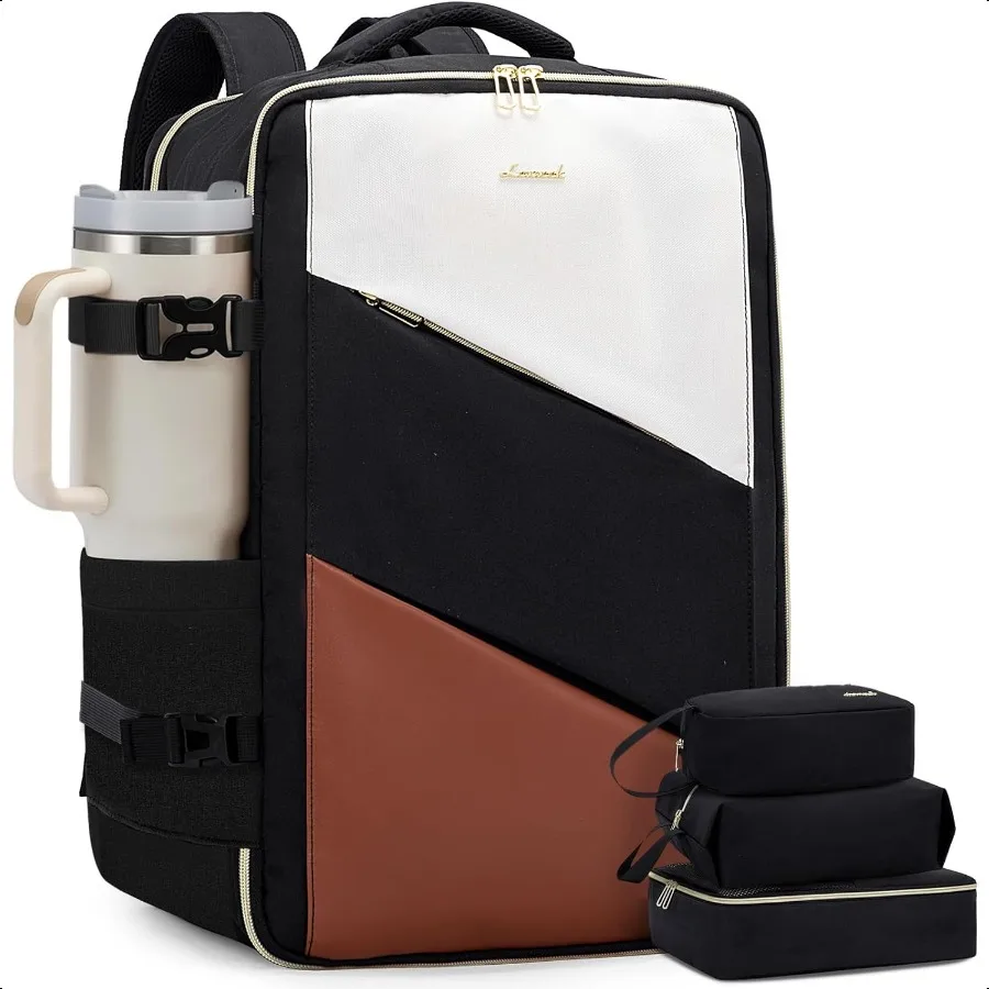 

Travel Carry on Backpack Large 40L Personal Item Travel Bag for Men Women Flight Appd with 3 Packing Cubes Suitcase Water Resis
