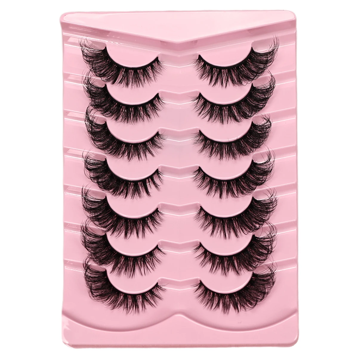 Flauschige Fox-Eye-Streifen-Wimpern, 7 Paar, Kunstnerz-Wimpern, 3D, dick, natürlich, dramatisch, wiederverwendbar, Augen-Make-up – Detail 6