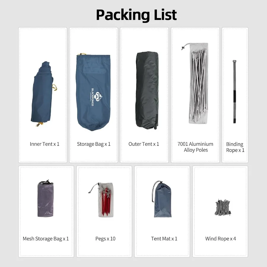 نبتون 2 شخص الظهر خيمة خفيفة قائمة بذاتها مع 4000 مللي متر مقاوم للماء الدهليز المزدوجة NoSeeUm شبكة 60 ثانية Se #6