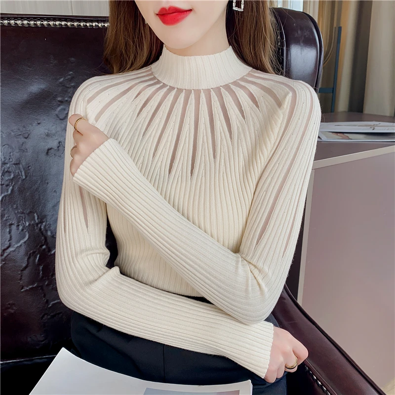 

Women's Fashion Knitwear Tops Women Hollow Out Sweaters Women Pink Pullovers Shirts