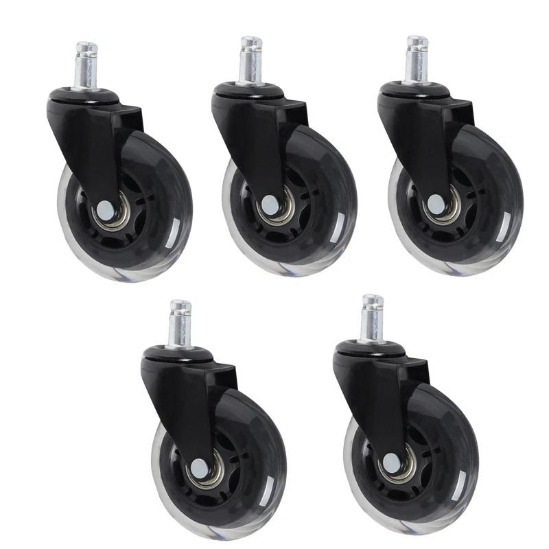 

Office Chair Wheels Black Replacement Rubber Chair Casters For Hardwood Floors And Carpet, Set Of 5 Universal Fit