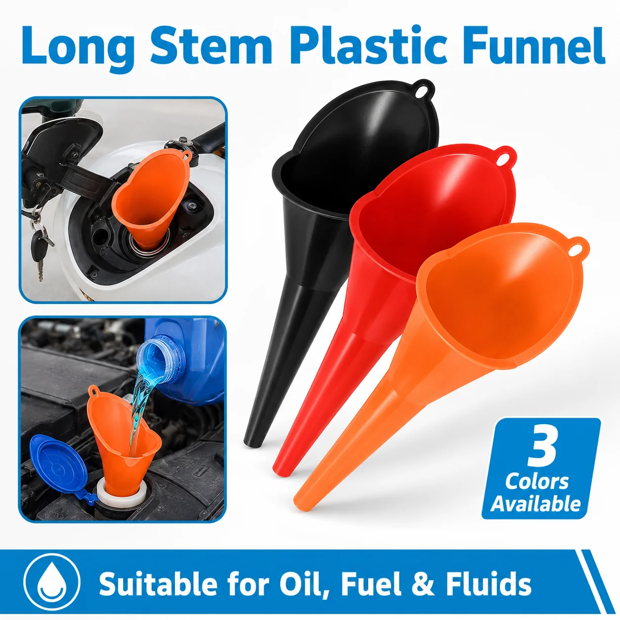 1PC Car Oil Funnel Reusable Engine Fluid Pouring Funnel Motorcycle Fuel Coolant Drain Tool For Auto Maintenance Repair Kit