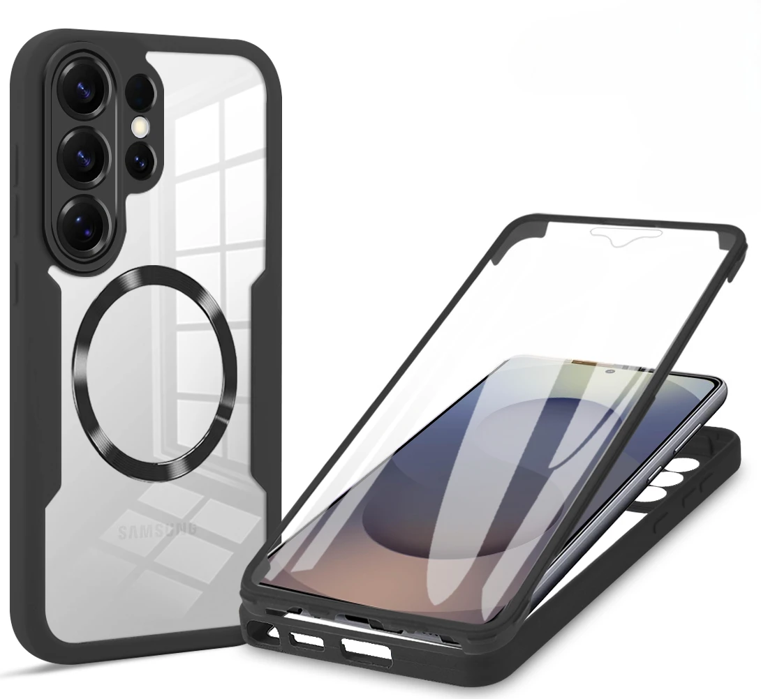 360 °   Volle Magsafe Handyhülle für Samsung Galaxy S26 Ultra S25 S24 S23 S22 Plus S21 FE A17 A07 A56 Wireless Charging Clear Cover