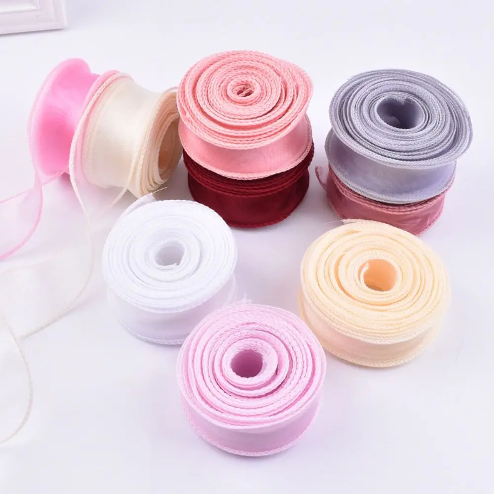 40mm 10 yards Roll of Satin Ribbon Mesh Fabric Lace Organza Ribbon Decorating Weddings Flower Bouquet Wrapping Korean Ribbons