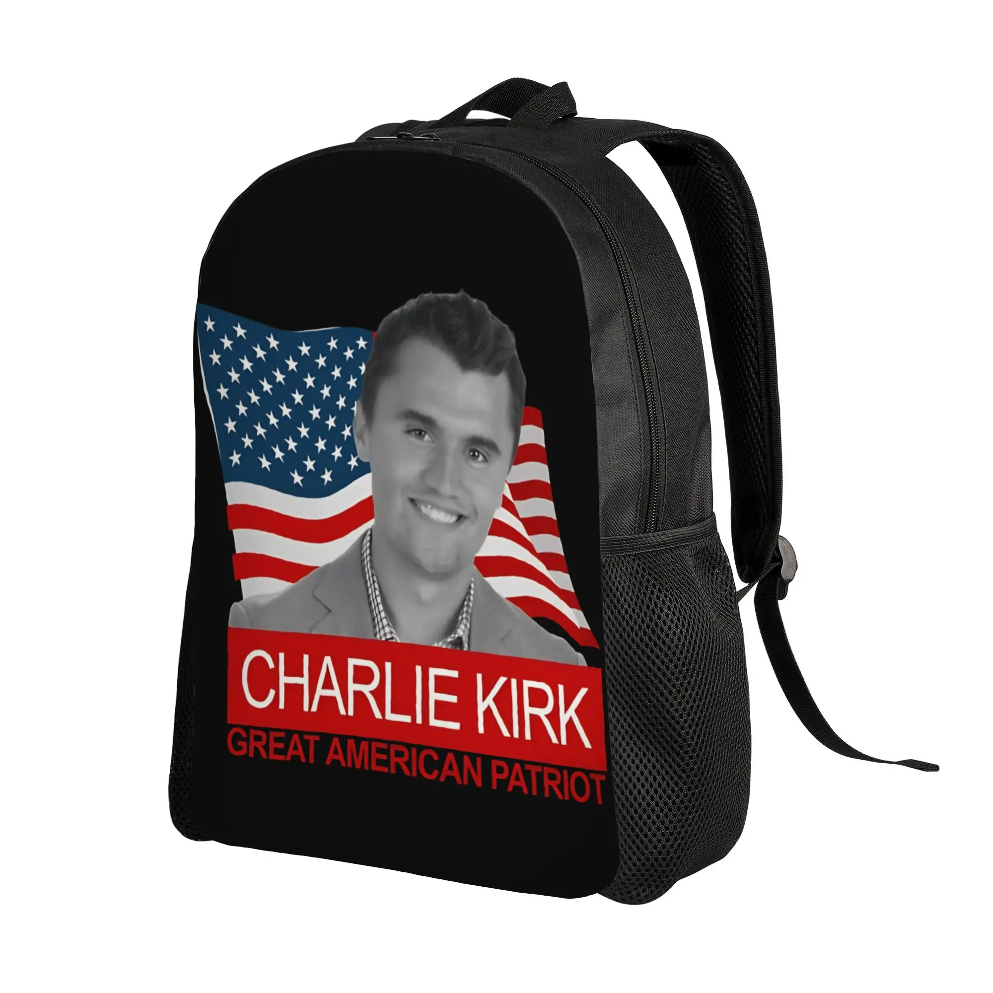 Charlie Kirk Great American Patriot Tribute Backpack Soft Backpacks Polyester Funny High School Bags Cycling Custom Rucksack