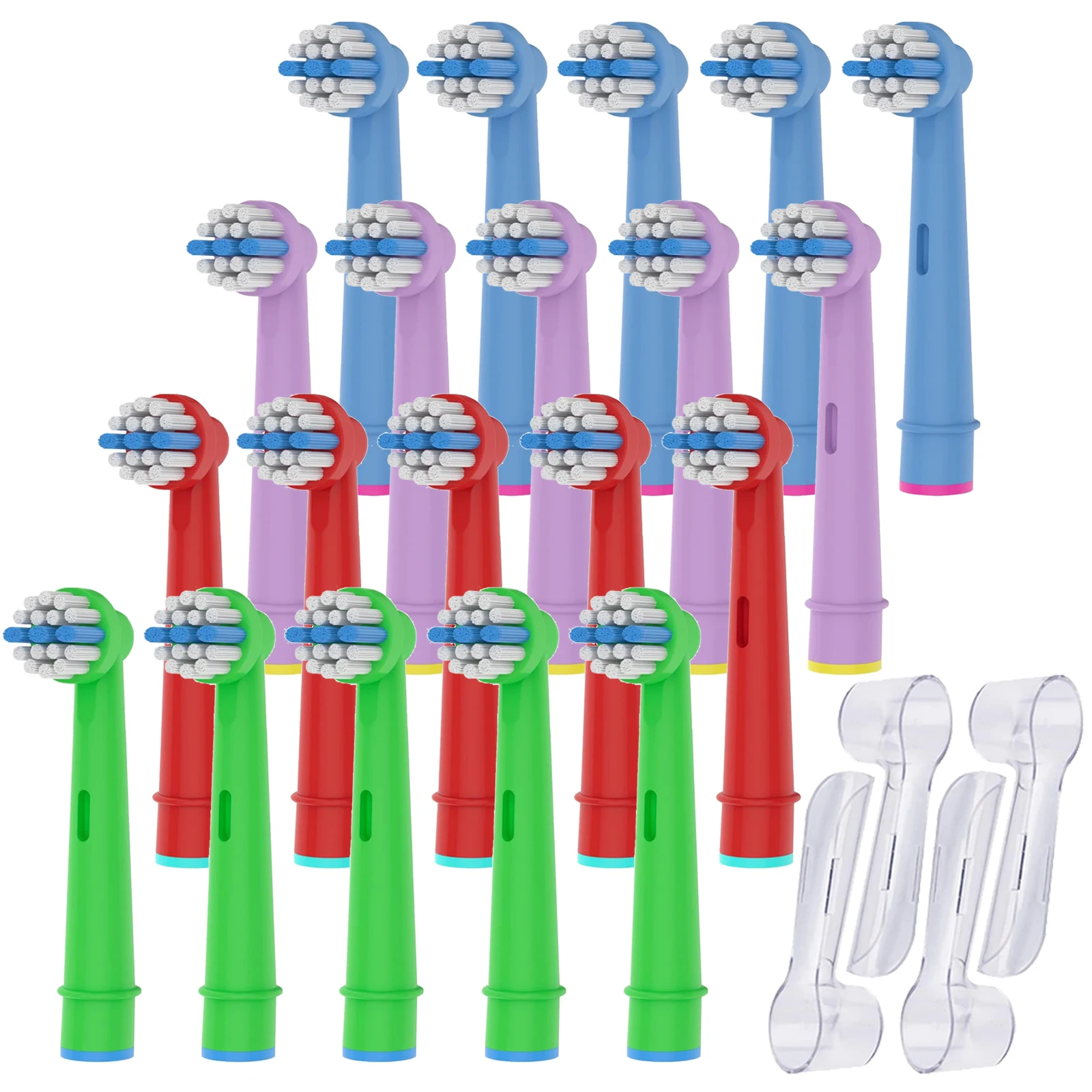 Kids Toothbrush Replacement Heads 8pcs/20pcs with 4pcs Caps For Oral B Electric Toothbrush, Soft Bristles Children Oral Care