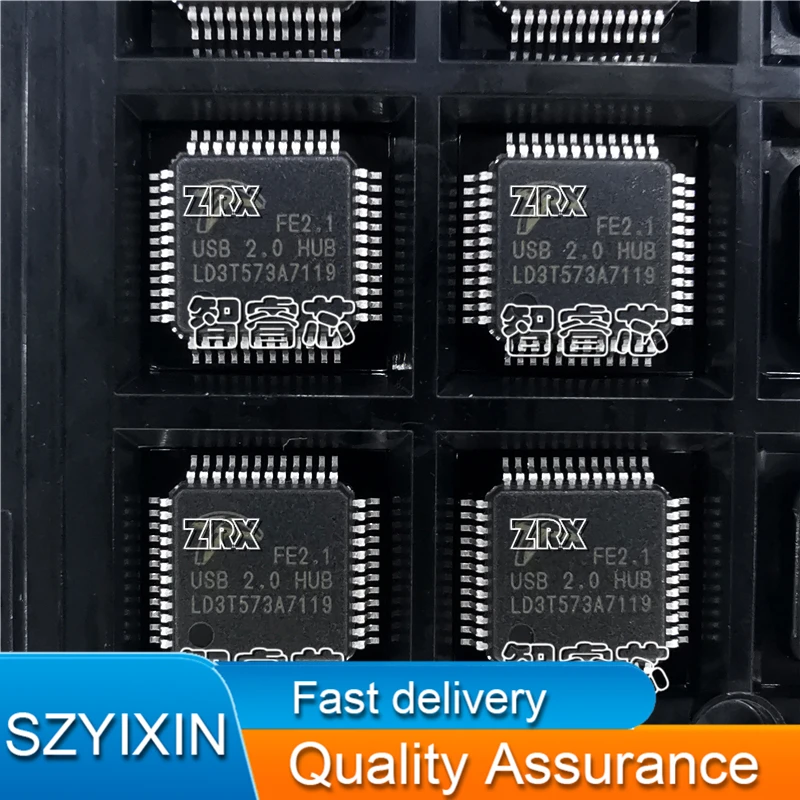 5Pcs/Lot New Original FE2.1 high-speed seven-port hub controller USB2.0 LQFP-48 USB chip  In Stock