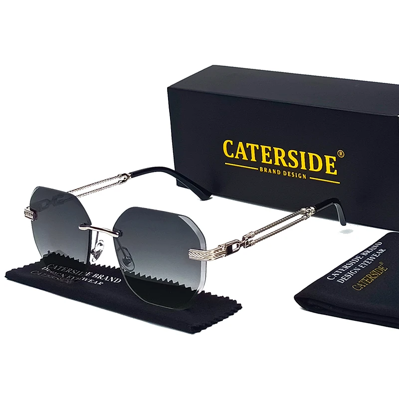 CATERSIDE Pilot Randlose Sonnenbrille Männer Polygonal Metall Rahmen Frauen Sonnenbrille Strand Einkaufen Geschenk Party Brillen Sommer Stil – Detail 7