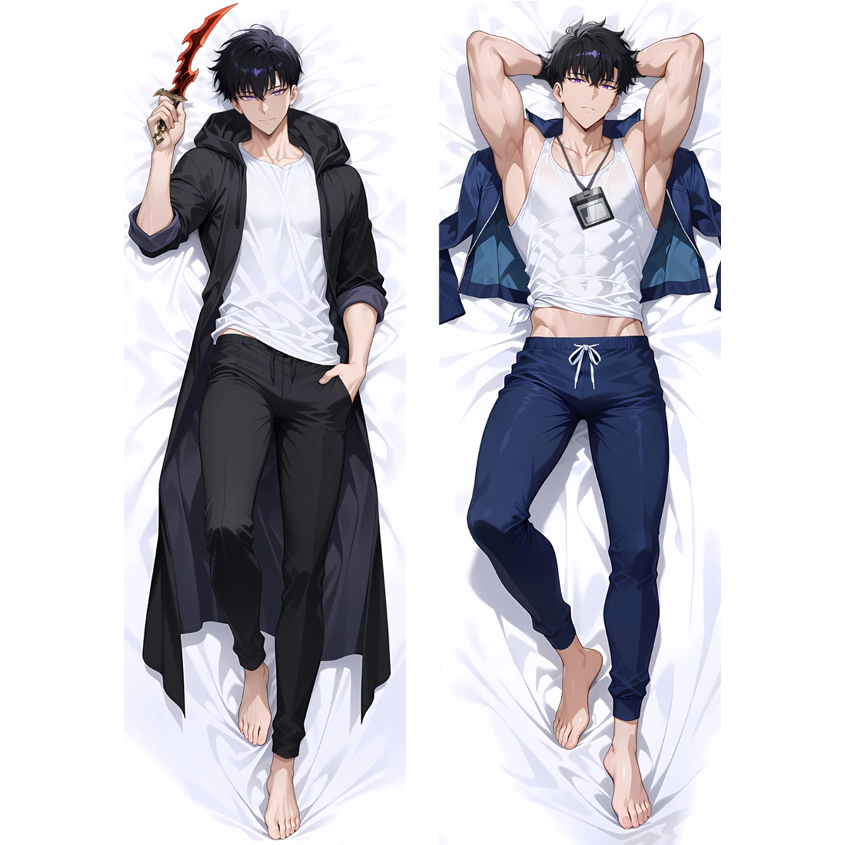 

Anime Boy Solo Leveling Dakimakura Shun Mizushino Pillowcase Sung Jinwoo Cool Male Long Life Size Body Pillow Cover