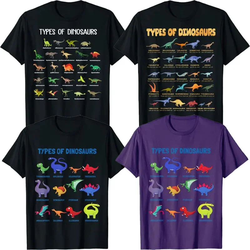 Type of Dinosaurs Diplodocus Allosaurus Ankylosaurus T-shirt Future Paleontologist Dino Identification Cute Sweet Tee Tops