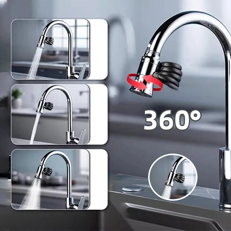 New 3 Modes Kitchen Faucet Pullout Extender 360 Degree Rotation Extension Pressurized  Without Splash Faucet Universal