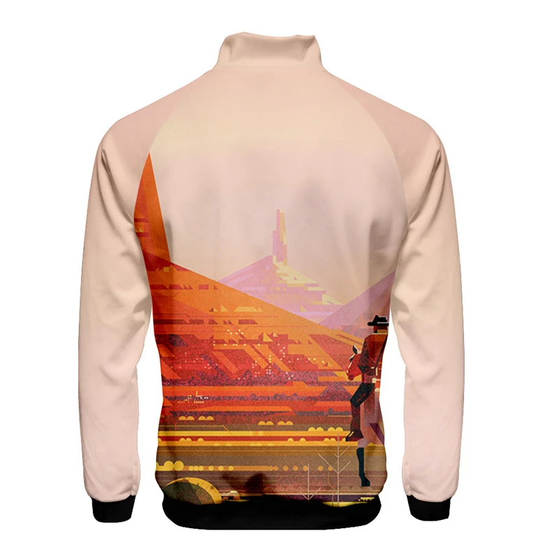 Landscape Illustration 3D Creative Digital Print Digital Printed Stand Collar Zipper Jacke For Men Women Hoodie Ropa Para Hombre