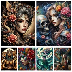 DIY Diamond Painting Kits Dragon And Woman,Mermaid,Skull Rose Girl New 2024 5D Diamond Mosaic Embroidery Cross Stitch Kits Decor