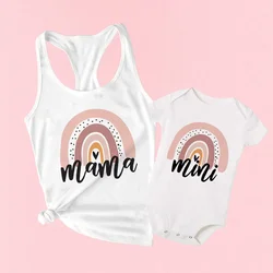 Mother Daughter Matching Clothes Rainbow Mom and Mini Tank Tops Baby Bodysuit Mommy and Me Family Outfits Mother's Day Gift