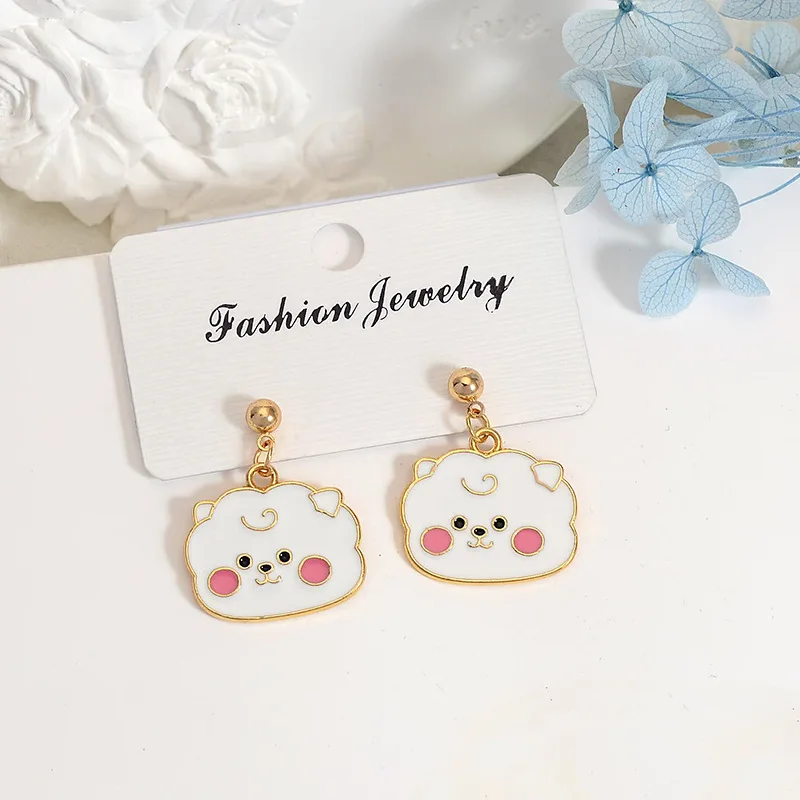 Kawaii BT21 Anime Peripherals Tata Rj Chimmy Cooky Shooky Mang Koya Cartoon Girl Short Earrings Alloy Earrings