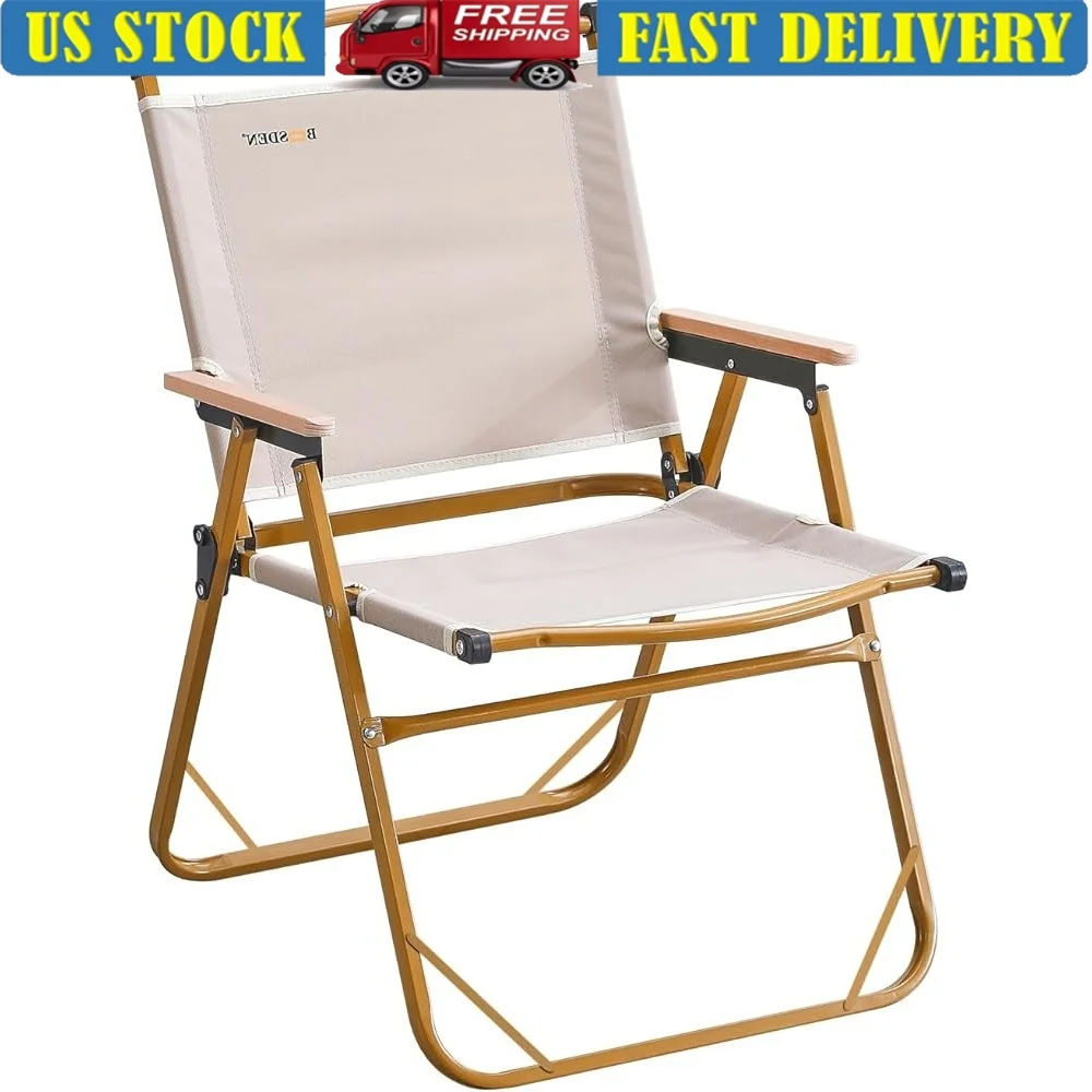 

Portable Folding Camping Chair Ultralight Beach Chair Outdoor Picnic Lawn Travel Chair with Wooden Armrests Ergonomic Support