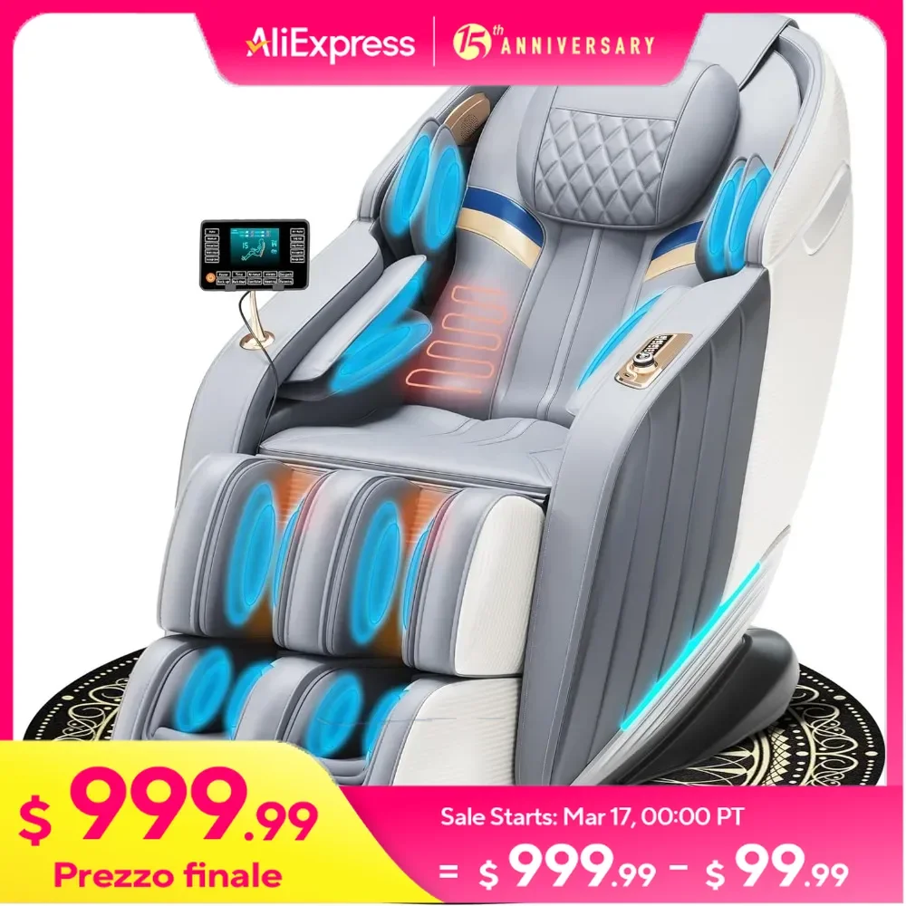 Massage Chair Full Body with Mat, Zero Gravity Massage Chairs, Back Heating, AI Voice Control, Thai Stretch, Deep Tissue Massage