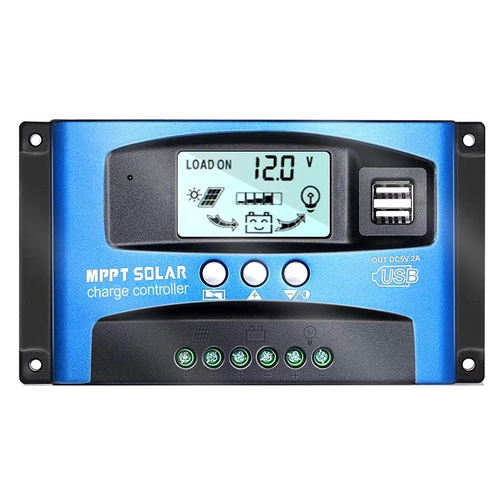 Y&H MPPT 100A 60A 40A Solar Charge Controller Dual USB LCD Display 12V 24V Solar Cell Panel Charger Regulator with Load