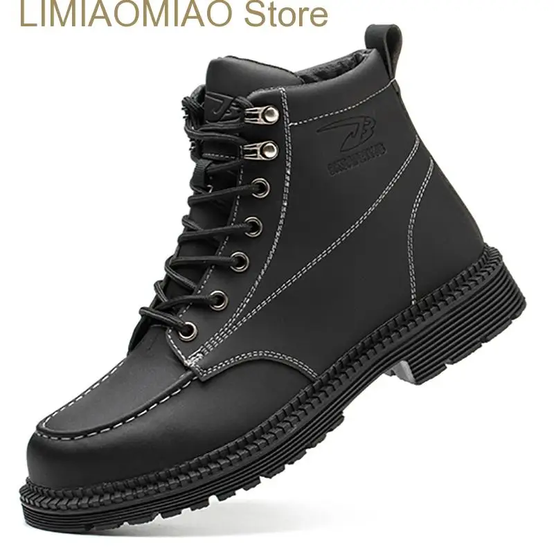Big Size Work Shoes Safety Boots Waterproof Steel Toe High Top Puncture Proof Anti-Smashing Ankle Boots Fashion Warm Breathable