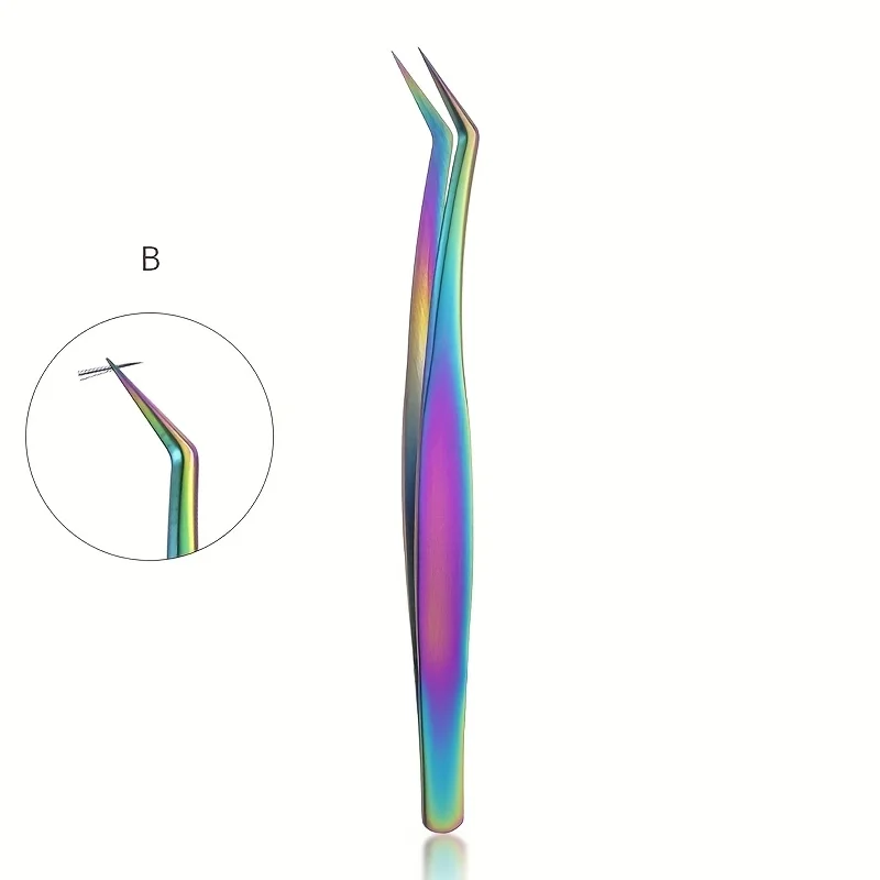 مجموعة ملاقط الرموش عالية الدقة من الفولاذ المقاوم للصدأ ملقط الرموش الملون لتطبيق لا تشوبه شائبة وتهيأ الحاجب هدية الكريسماس