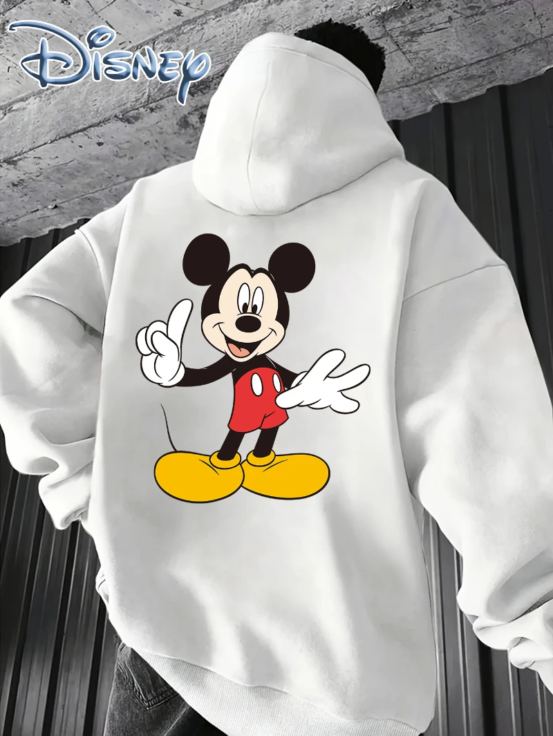 Disney Mickey Mouse Muster Herren Übergroßer Kapuzenpullover Langarmpullover Lässige Herbst- und Wintermode Lose Sportpullover