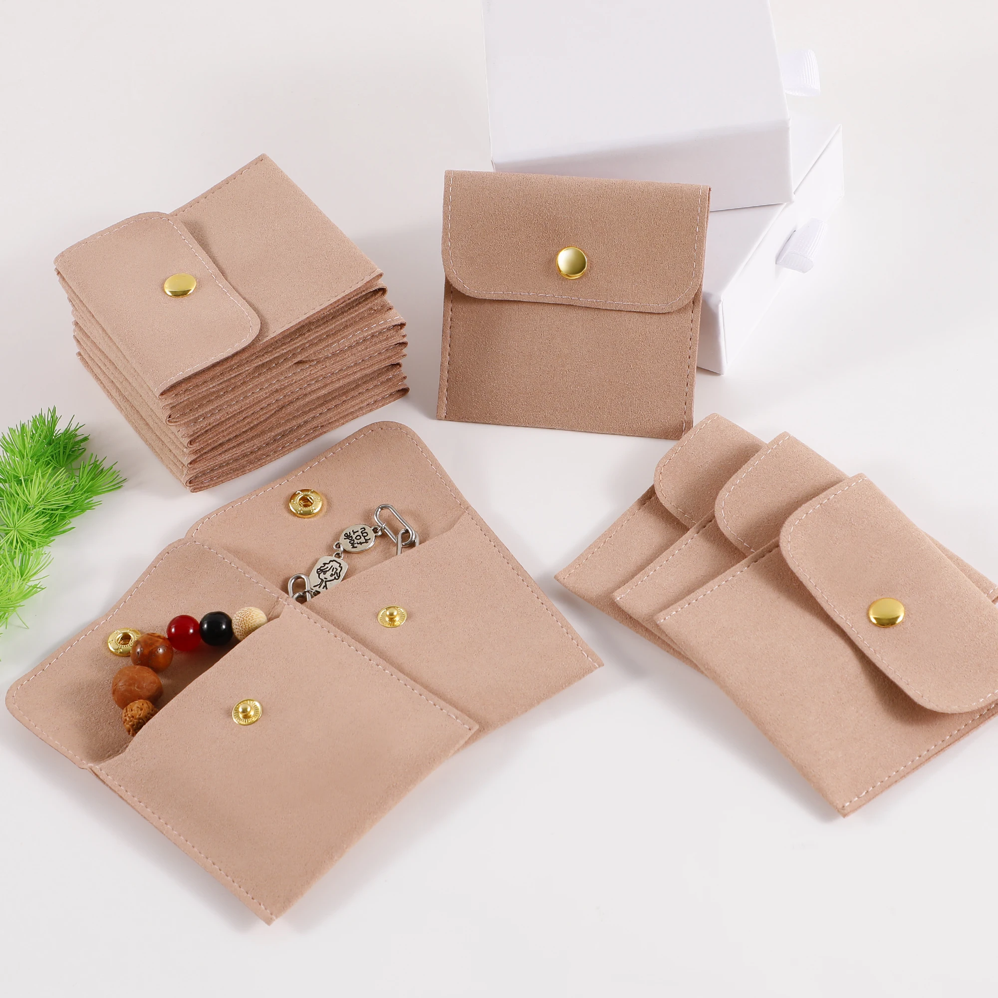 No Logo Multiple Colour jewelry package supplies microfiber pouch bag with button necklace packaging bags