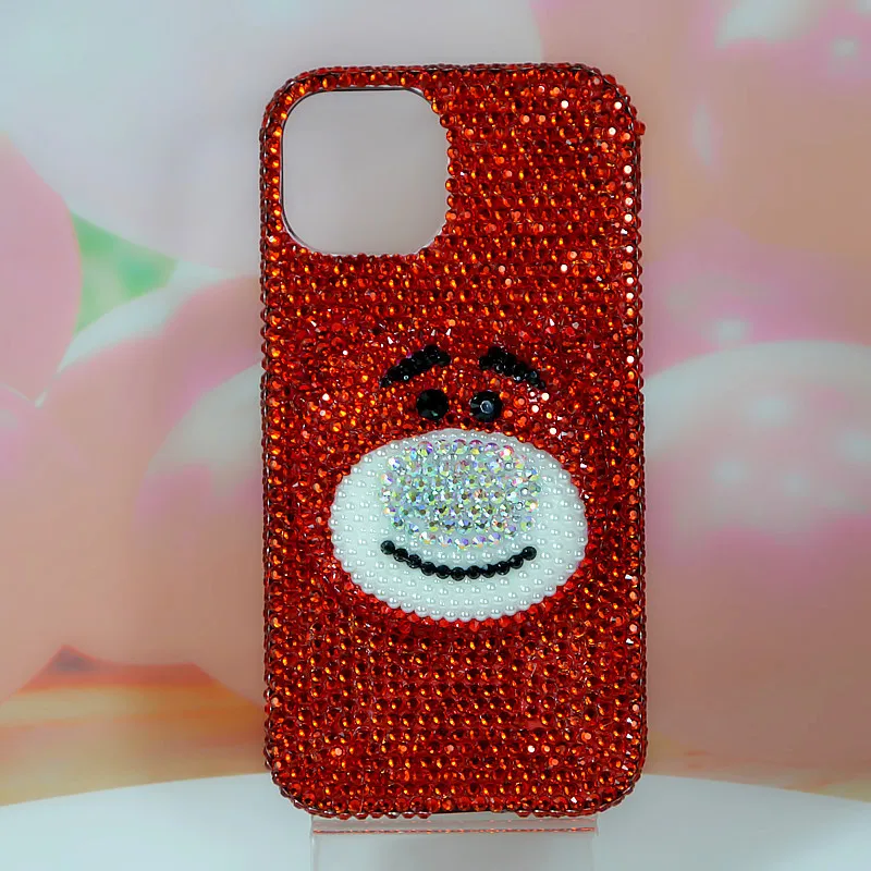 Cartoon Lotso Rhinestone Iphone Case for Iphone18 17 16 15Pro Max Cute Strawberry Bear Anime Anti-Fall Protective Cover