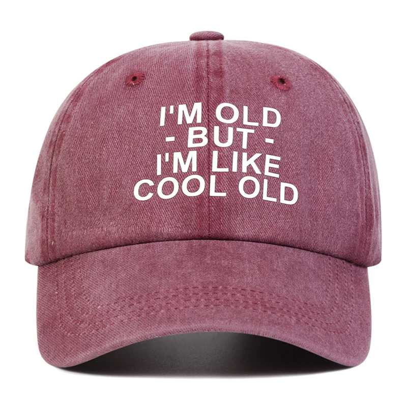 Unisex IM OLD BUT IM LIKE COOL OLD Print Wash Baseball Caps Spring and Autumn Outdoor Adjustable Casual Hats Sunscreen Hat