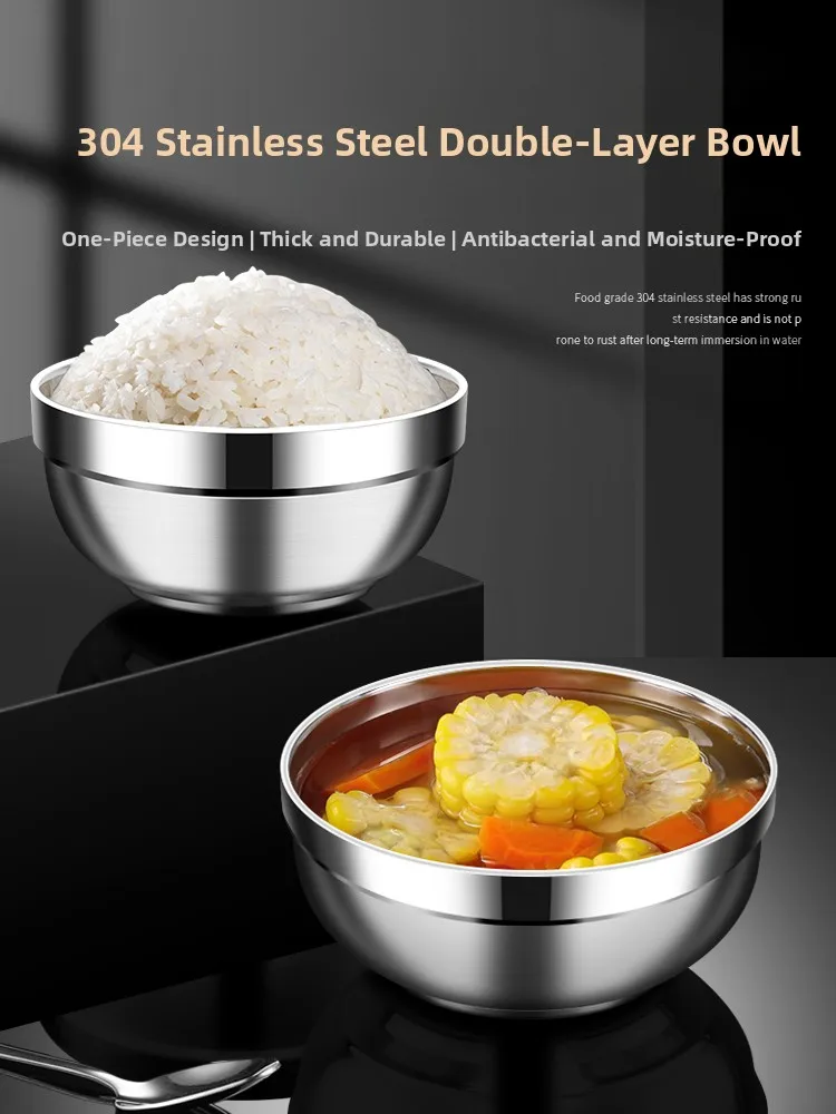 

Large Size Home Use Food ade 304 Stainl Steel Soup Bowl Thiened Heat Insulation Noodles Soup Bowl Dormi Instant No...
