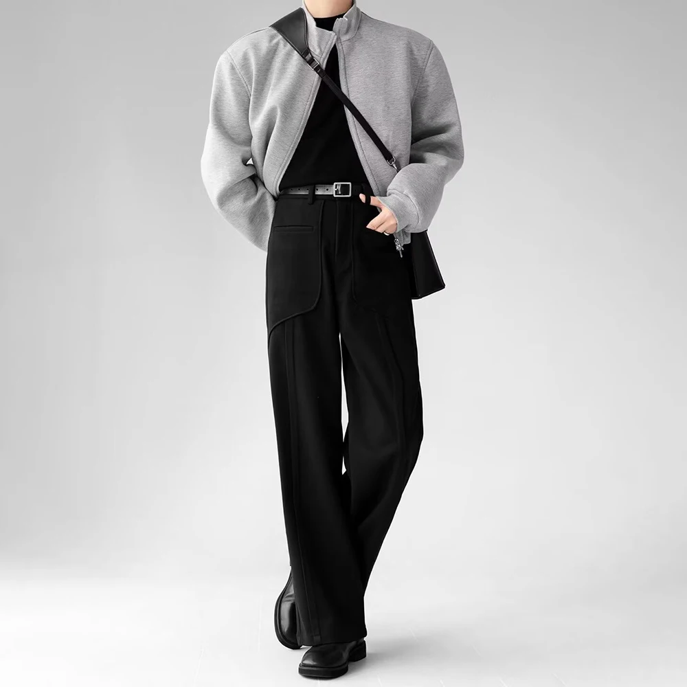 Men Imitation Wool Three-Dimensional Stitching Business Casual Trousers Plain Classic Luxury Pants Old Money Men'S Clothing 2025