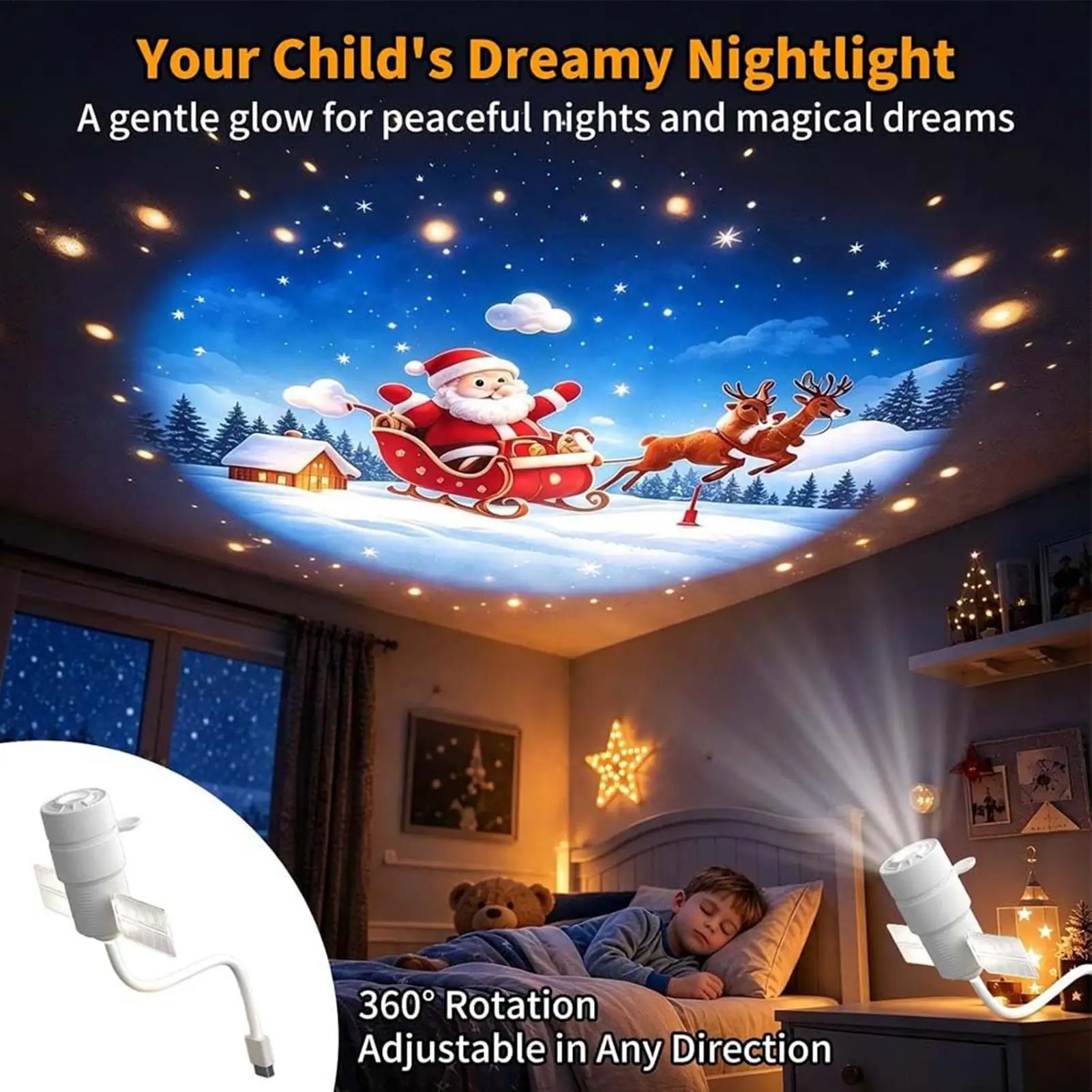 Christmas Projector Lights Indoor USB Powered Plug And Play Galaxy Light Festive Lamp Projector Home Decor For Kids Adults Home