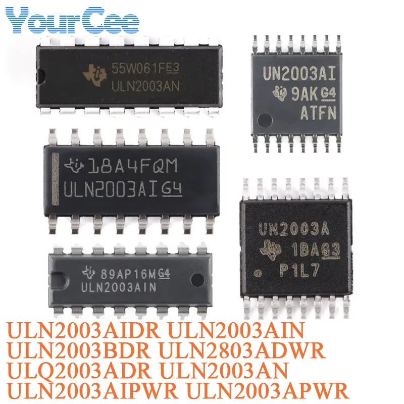 5Pcs ULN2003APWR ULN2003AIPWR ULN2003AIN ULN2003AIDR ULN2003AN SOIC-16 DIP-16 PDIP-16 TSSOP-16 7-Channel Darlington Transistor