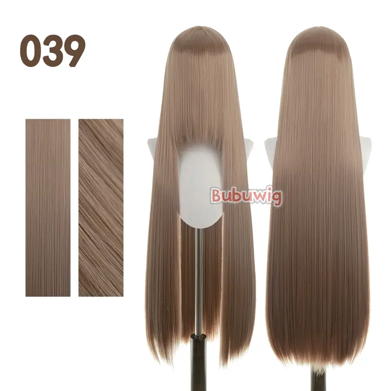 Bubuwig Synthetic Hair 100cm Long Straight Pure Color Cosplay Wigs Over 100 Colors Black White Red Blue Brown Wig Heat Resistant - Image 9