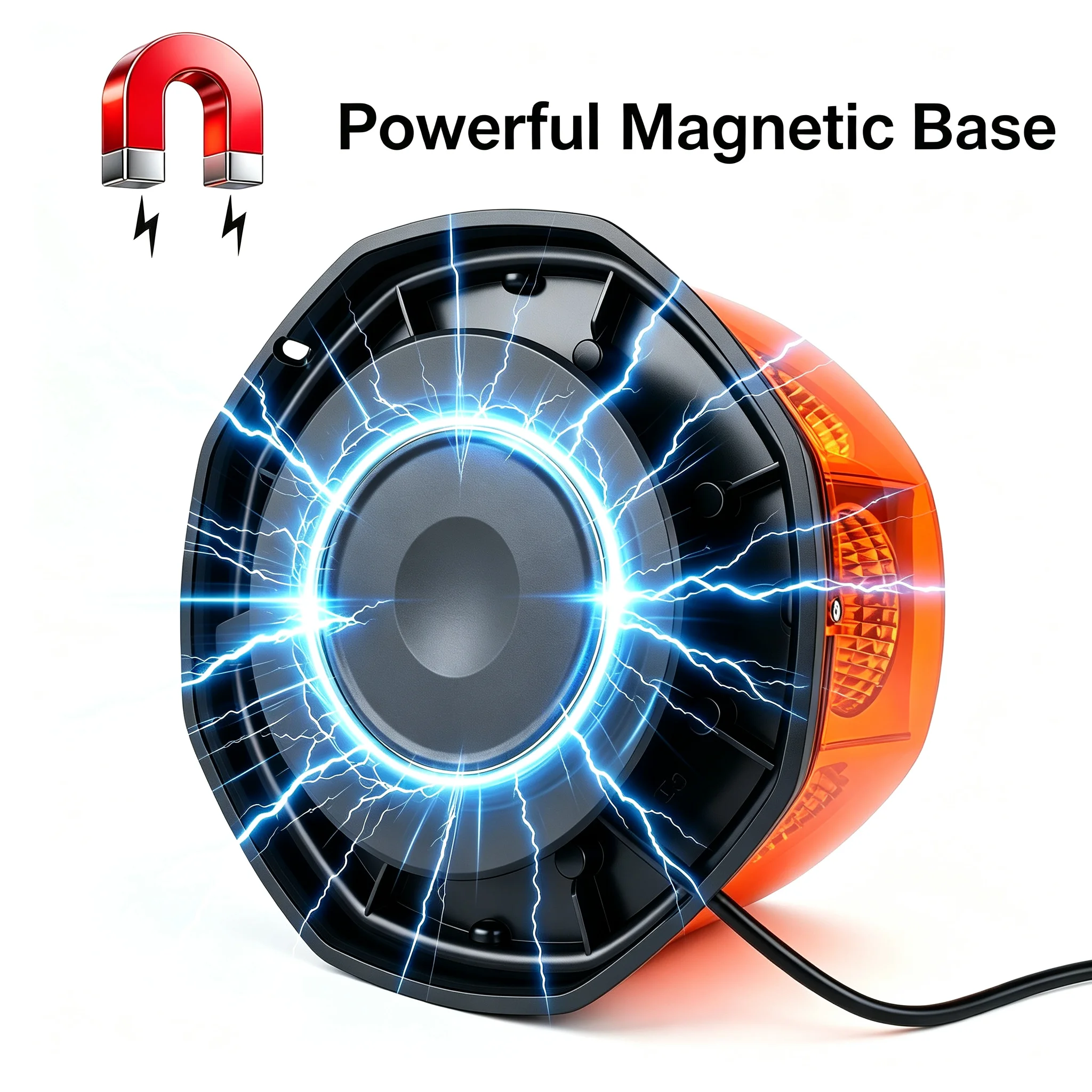 12V24V LED Amber Warning Beacon Light Magnetic Roof Mount Strobe Flashlight With Cigarette Lighter Switch For Car Truck Vehicle