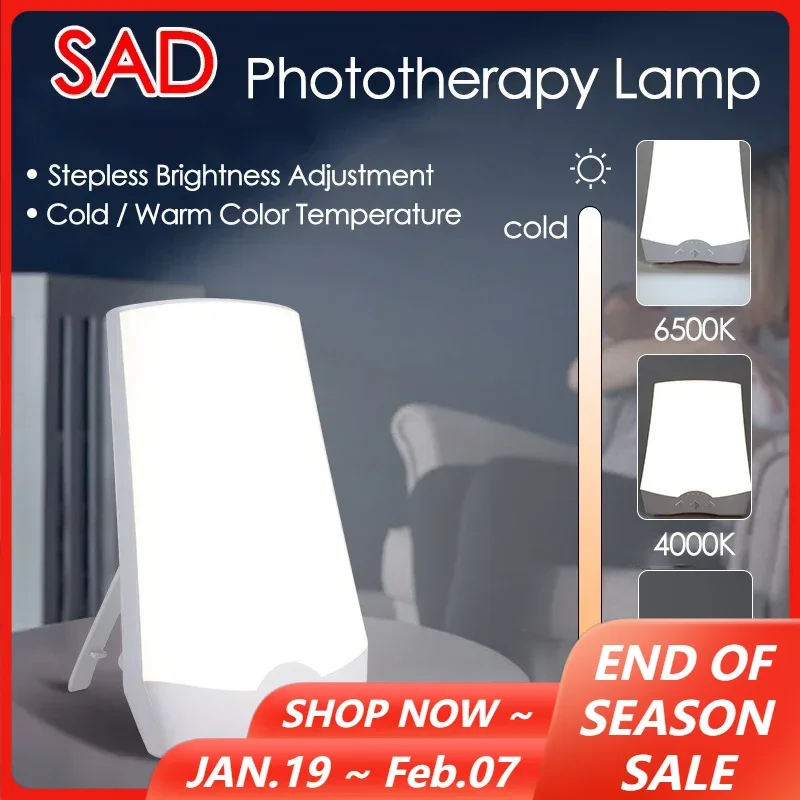 SAD LED Phototherapy Light Bionic-Daylight Affective Disorder Lamp Relief Listless Fatigued Therapy Night Light Stepless Dimming