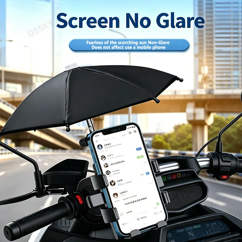 New Motorcycles Bicycles Phone Holder Free Rotation Navigation Bracket Riding Shockproof for IPhone Xiaomi Samsung with Umbrella view 4