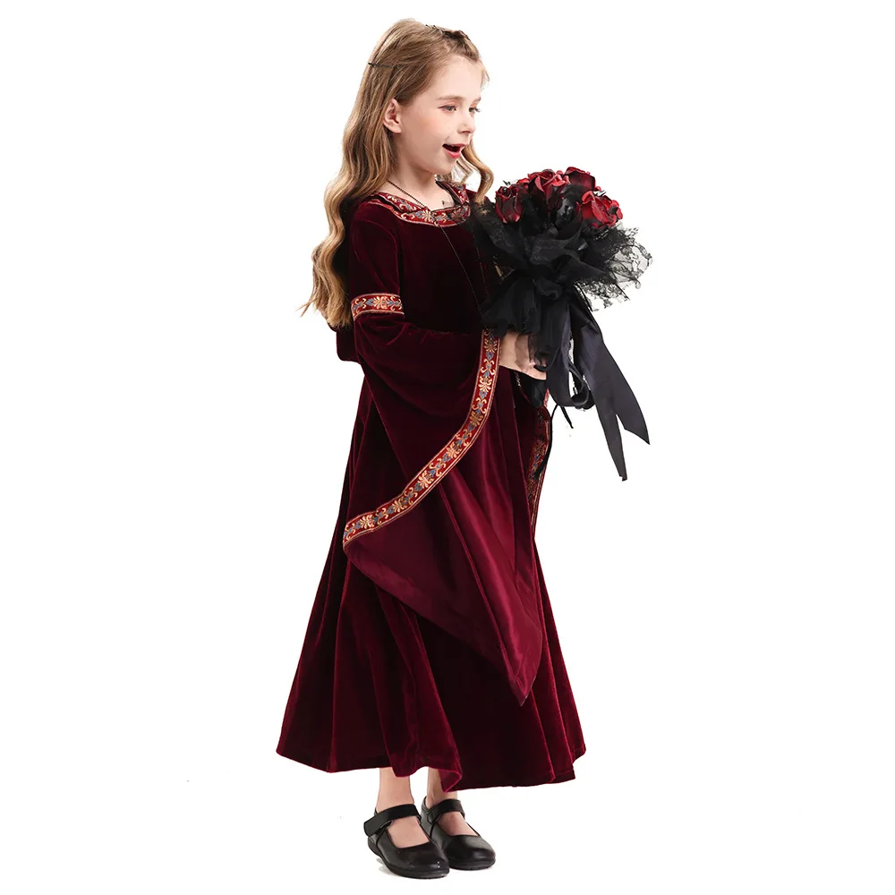 2025 Halloween costume horror Grim Reaper outfit children's hooded long dress stage performance outfit