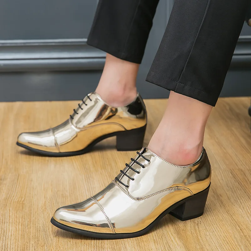 New Leather Shoes Men Breathable Formal Dress Shoes Luxury  Oxford Male Office Wedding High heel Footwear Mocassin Homme