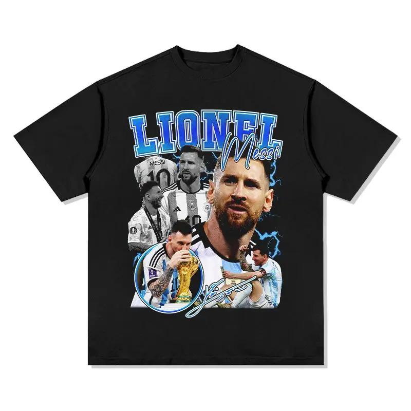 

Lionel Messi Football T Shirt For Men Women Oversized Pure Cotton Short Sleeve Cool Sportswear Top For Street Style Daily Wear