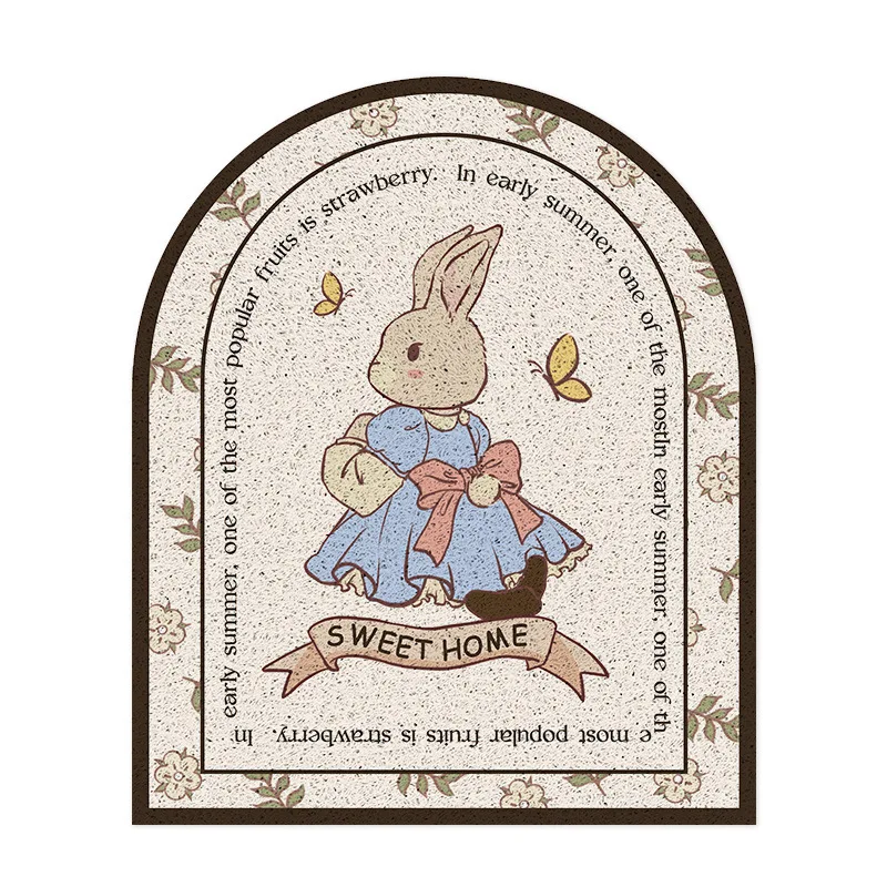 Nordic Style Pastoral Rabbit Arch Entrance Floor Mat Porch PVC Wire Loop Carpet Wear-resistant Door Mat