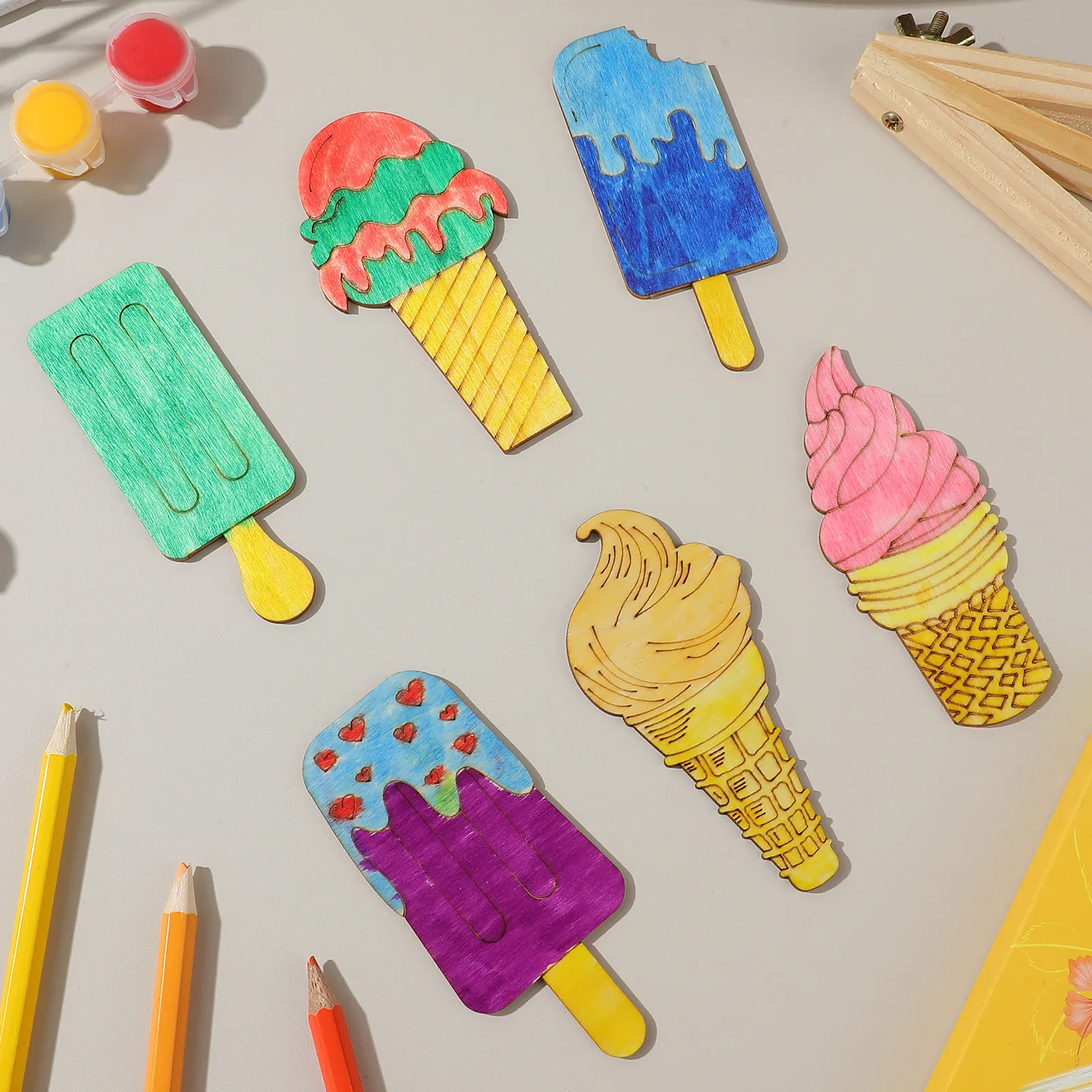 Art Craft Ice Cream - 30 pièces de découpeurs en bois