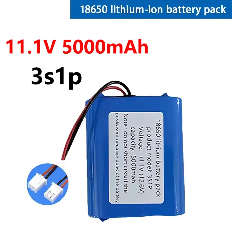 100%New 12V Battery 12.6V/11.1V 5000mAh 3S1P Lithium-ion Battery Pack W/ BMS for Backup Power Ups CCTV Camerar Speaker Bluetooth