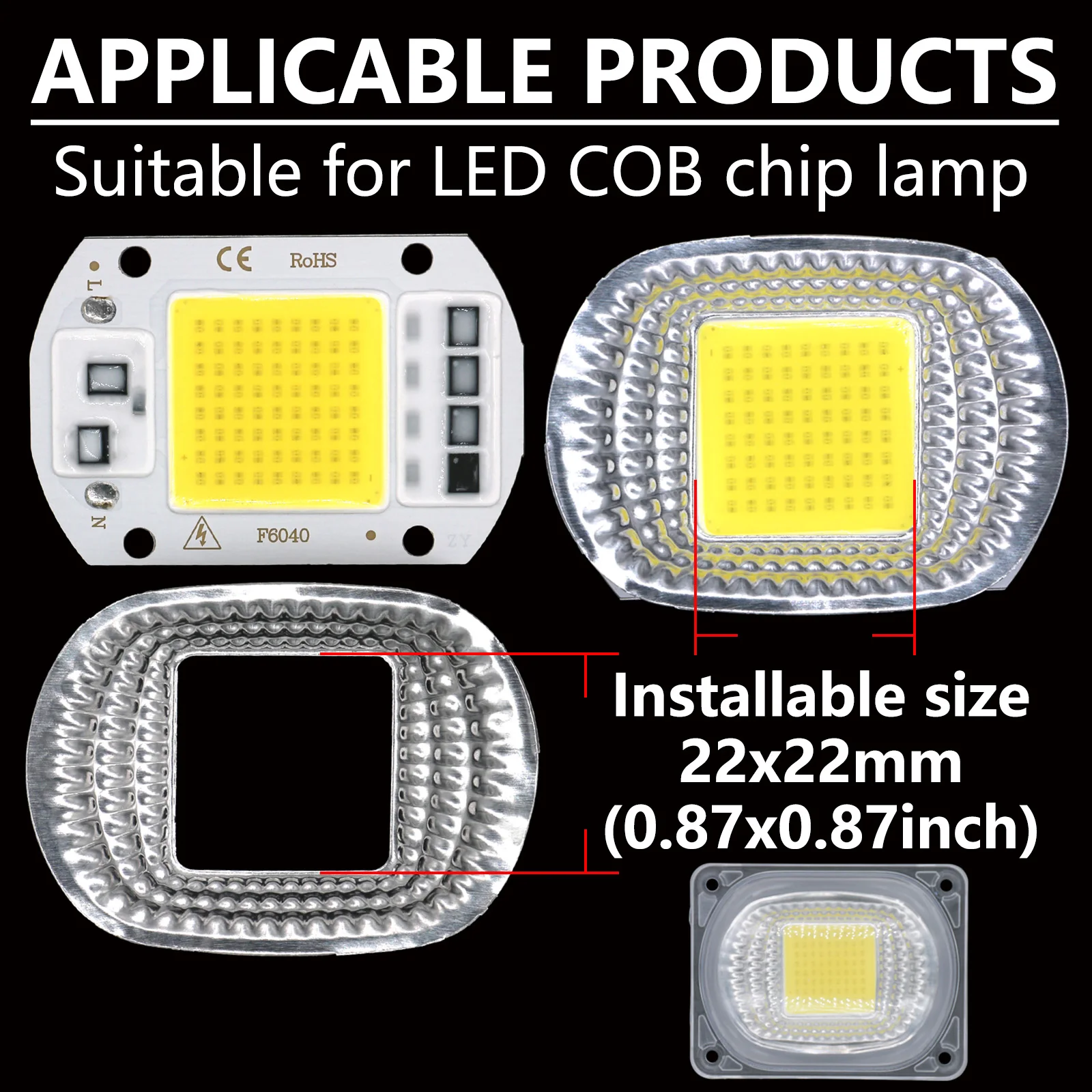 Odbłyśnik LED do reflektorów LED COB Chip Zestaw kloszy PC Soczewka + odbłyśnik + silikonowy klosz do reflektorów LED Reflektor DIY