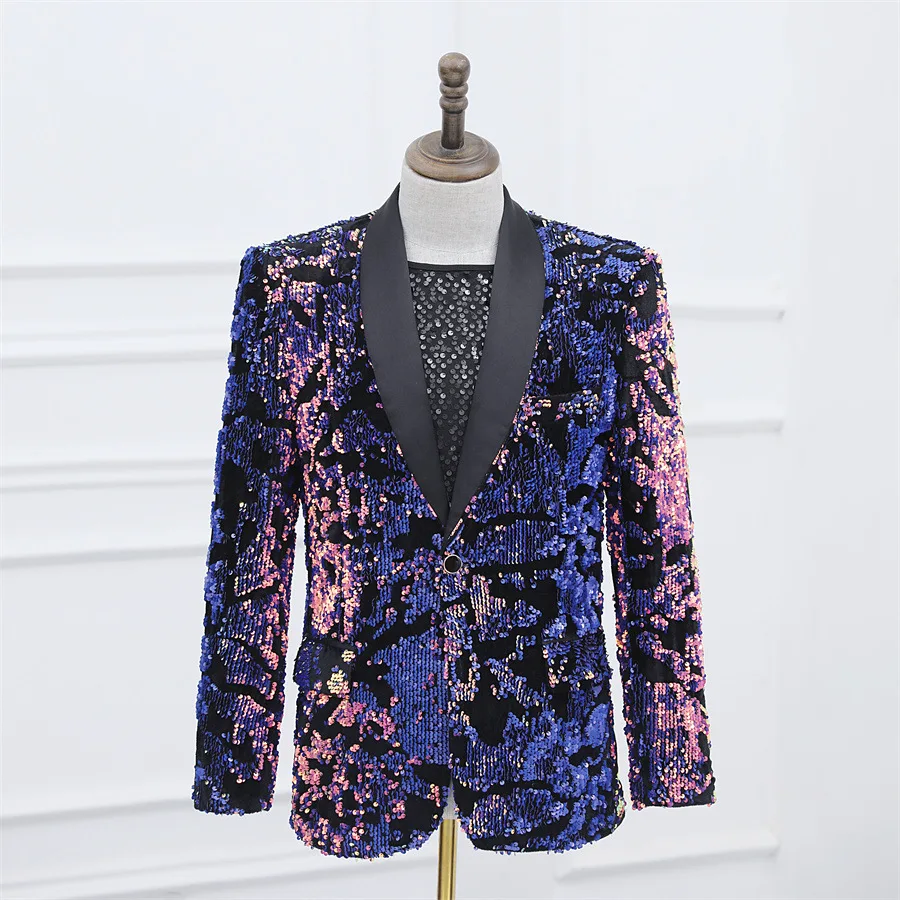 2024 Men's Three-Dimensional Velvet Sequins Leisure blazer Singer Host Stage Performance Photo Studio Photography   blazer