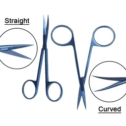9.5センチメートル/11.5センチメートル眼科はさみ縫合はさみチタン合金ストレート湾曲した外科はさみ眼科楽器