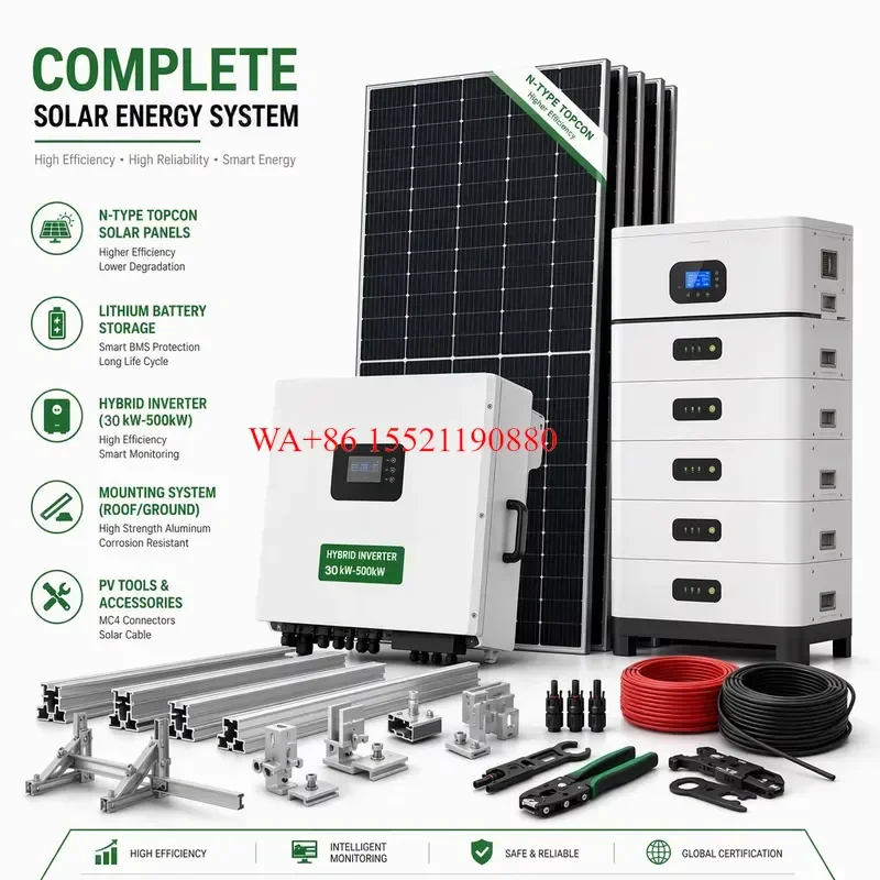 WMWMNU Complete Off Grid 10kw Photovoltaic Solar Panel Power Energy System Kit With Battery and Inverter Storage Set for Home
