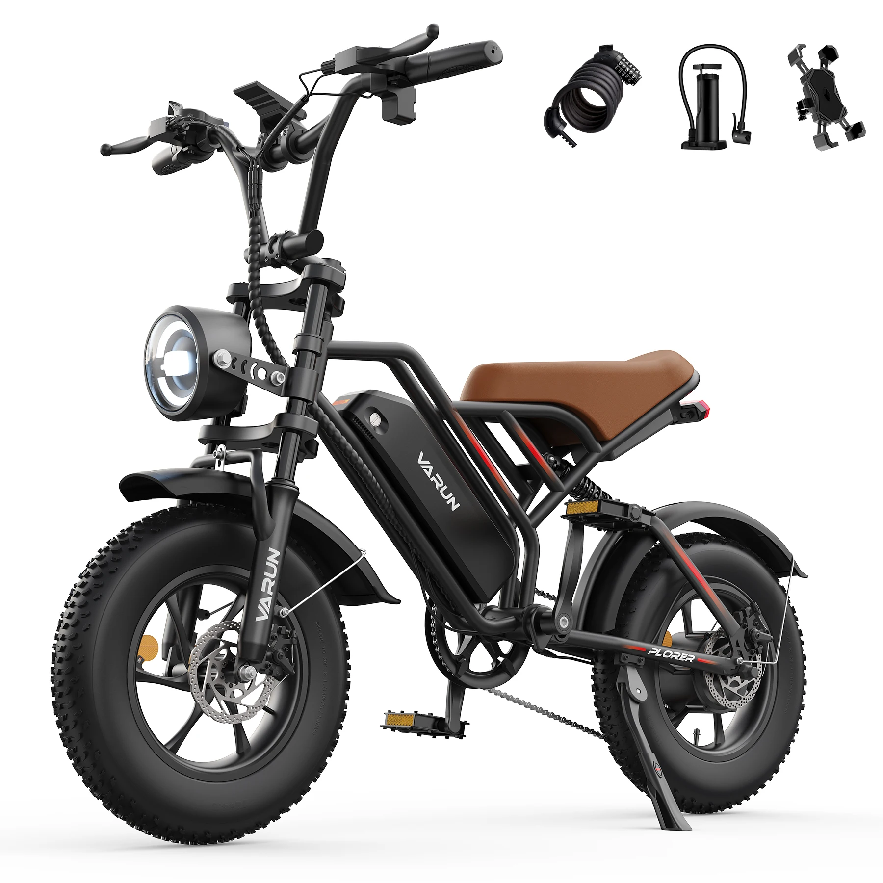 AliExpress VARUN Plorer Adult Full Suspension Urban Ebike 250W 48V 13Ah Off-Road Electric Bicycle 16*4.0" Fat Tire Mountain Electric Bike